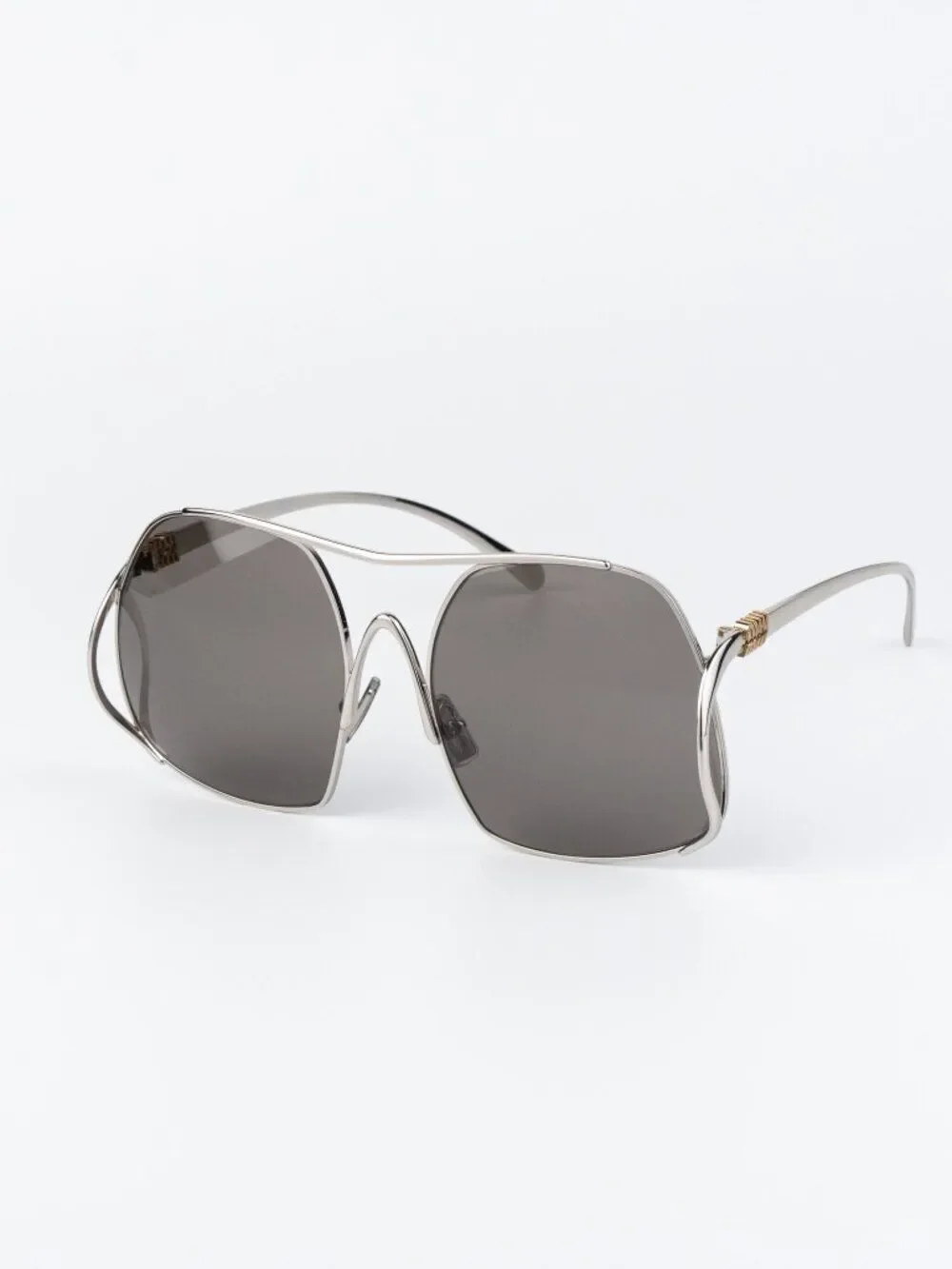 Miu Miu Women Sunglasses Silver Grey Pilot MUA55S 1BC80Q NEW AUTHENTIC